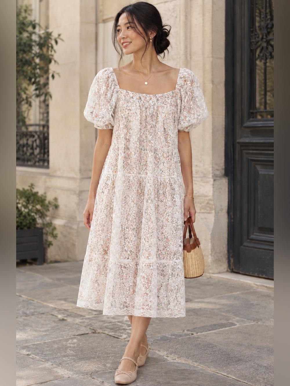 Floral Lace Midi Dress